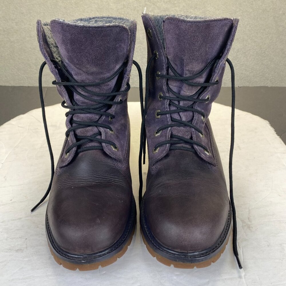 Timberland Purple Jayne Waterproof Boot Fleece Fold Down Nubuck Leather RARE 9M‎